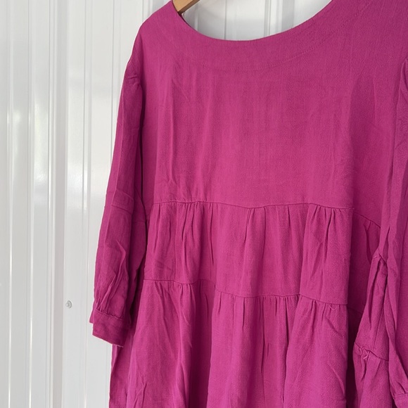 Umgee Babydoll Blouse Mulberry New Keyhole Tunic Top - Picture 2 of 5